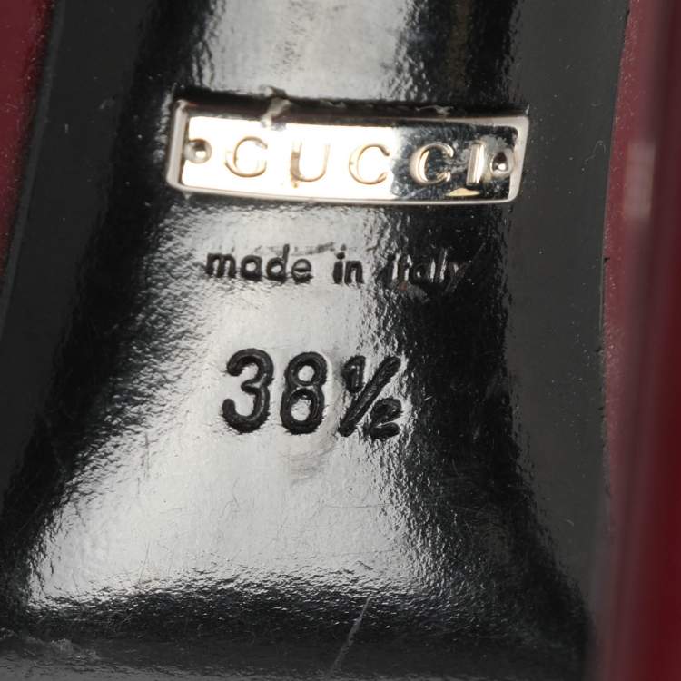 Pre Owned Gucci Kim Size 38.5 Burgundy Leather Lace Up Ankle Boots