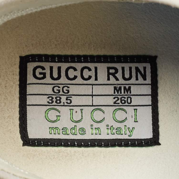 Pre Owned Gucci Run Size 38.5 White/Blue Knit Fabric Low Top Sneakers