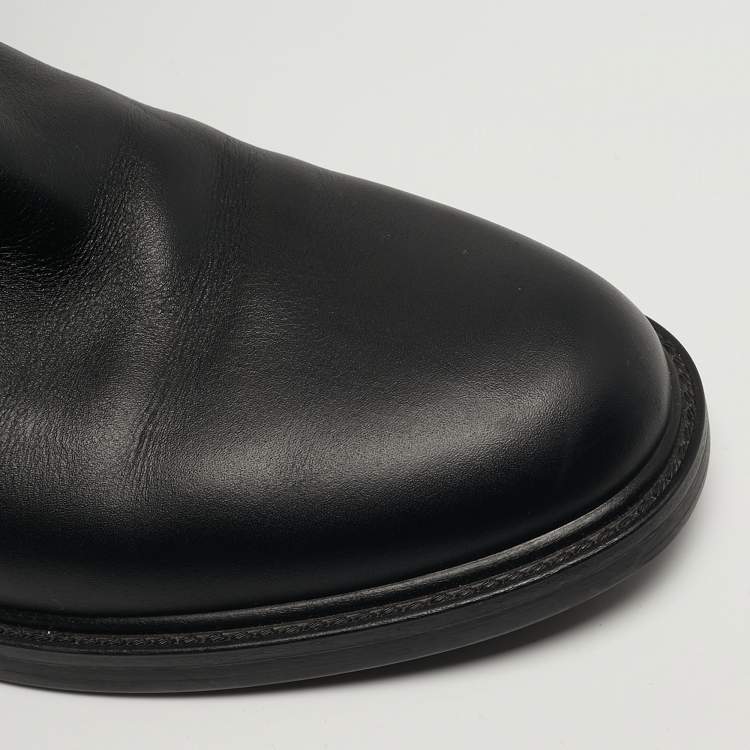 Pre Owned Gucci Horsebit Size 39 Black Micro Guccissima Leather Knee Length Boots        