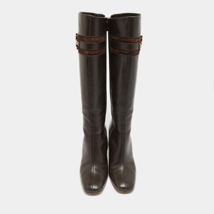 Pre Owned Gucci Horsebit Size 39 Brown Suede Knee Length Boots