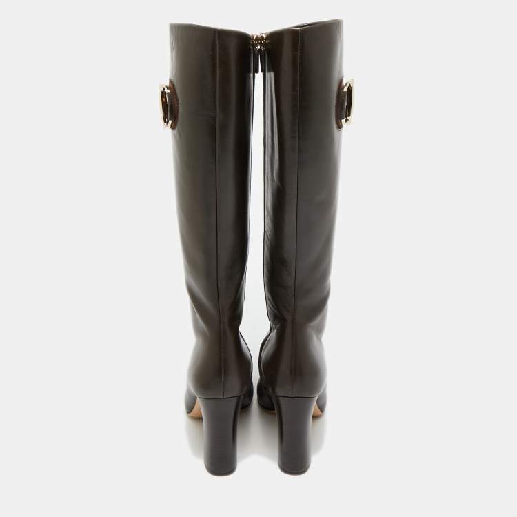 Pre Owned Gucci Horsebit Size 39 Brown Suede Knee Length Boots