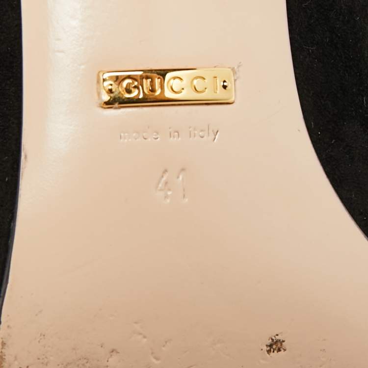 Pre Owned Gucci GG Marmont Size 41 Black Suede Block Heel Pumps