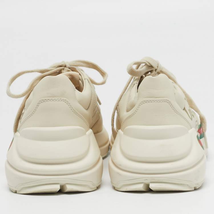 Pre Owned حذاء رياضي غوتشي ريتون غوتشي جلد كريمي مزين شعار الماركة مثاس 40.5