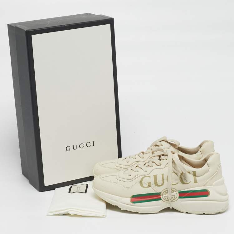 Pre Owned حذاء رياضي غوتشي ريتون غوتشي جلد كريمي مزين شعار الماركة مثاس 40.5