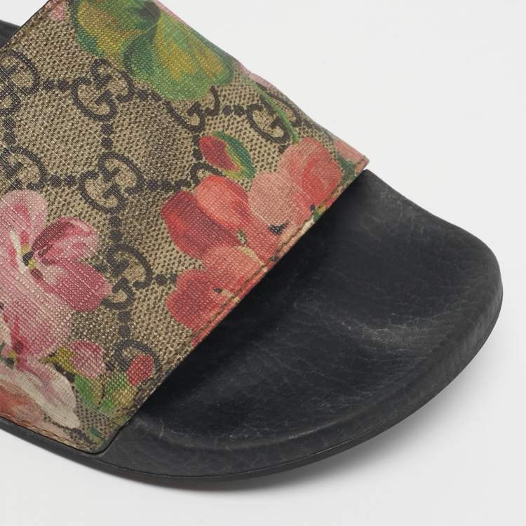 Pre Owned Gucci  Size 39 Multicolor GG Bloom Supreme Canvas Slide Flats