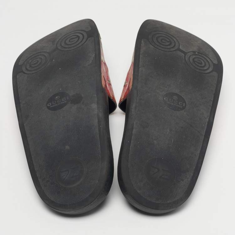 Pre Owned Gucci  Size 39 Multicolor GG Bloom Supreme Canvas Slide Flats