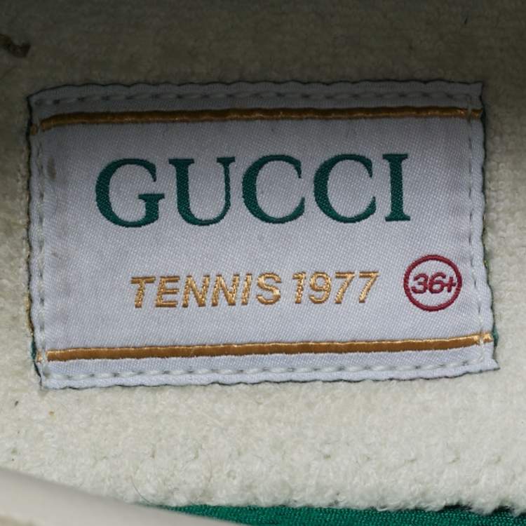 Pre Owned Gucci Tennis 1977 Size 36.5 Beige/Brown GG Canvas Slip On Sneakers