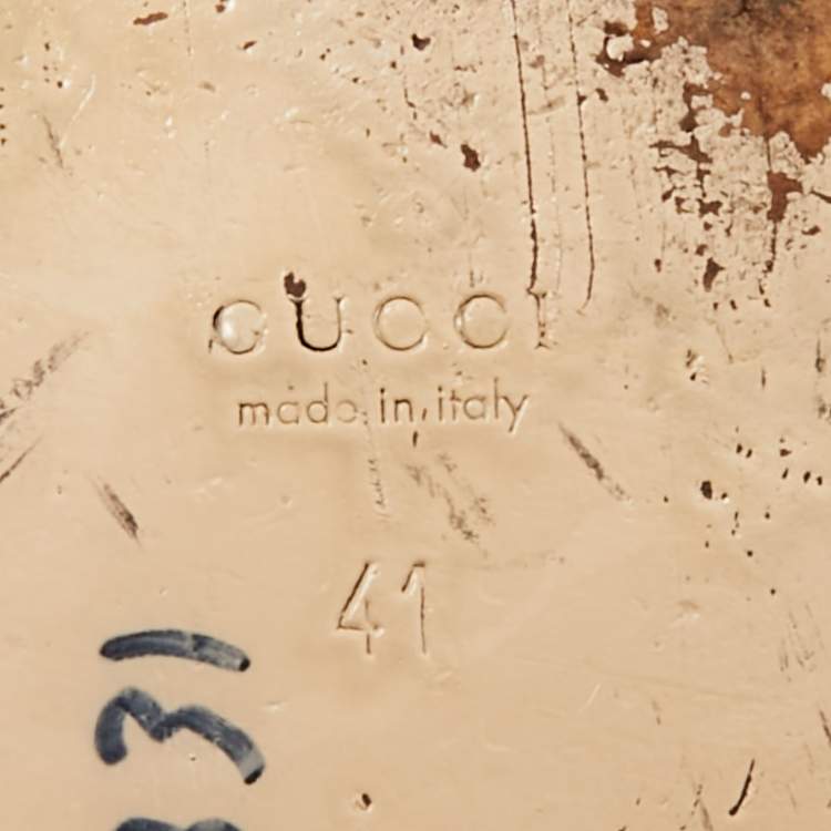 Pre Owned Gucci Princetown Size 41 Cream Canvas Web Horsebit Flat Mules