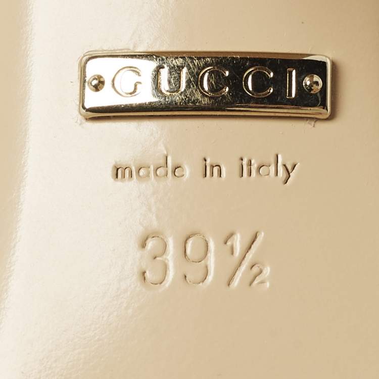 مملوكة مسبقًا Gucci GG Marmont Size 39.5 Gold Foil Leather Ankle Strap Block Heel Sandals