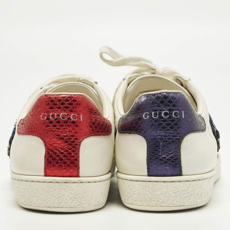 Pre Owned Gucci Ace Size 37.5 White Leather Lace Up Sneakers