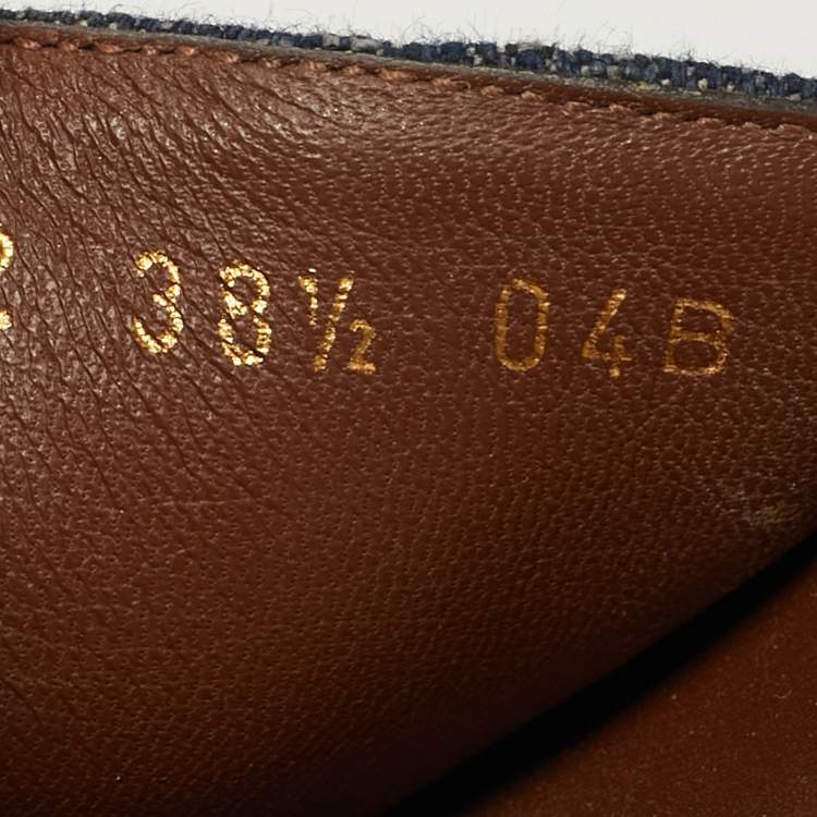 Pre Owned Gucci Size 38.5 Navy Blue GG Denim Platform Slide Sandals