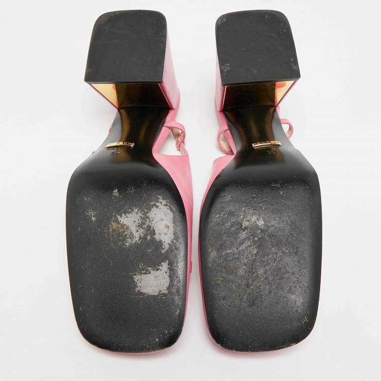 مملوكة مسبقًا Gucci Horsebit Size 39 Pink Leather Block Heel Slingback Pumps