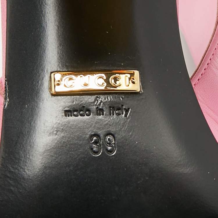 مملوكة مسبقًا Gucci Horsebit Size 39 Pink Leather Block Heel Slingback Pumps