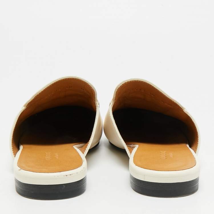 Pre Owned Gucci Princetown Size 38 Cream Leather Mules