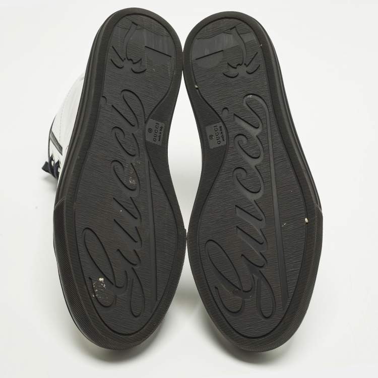 Pre Owned Gucci  Size 37 Silver Leather Studs High Top  Sneakers