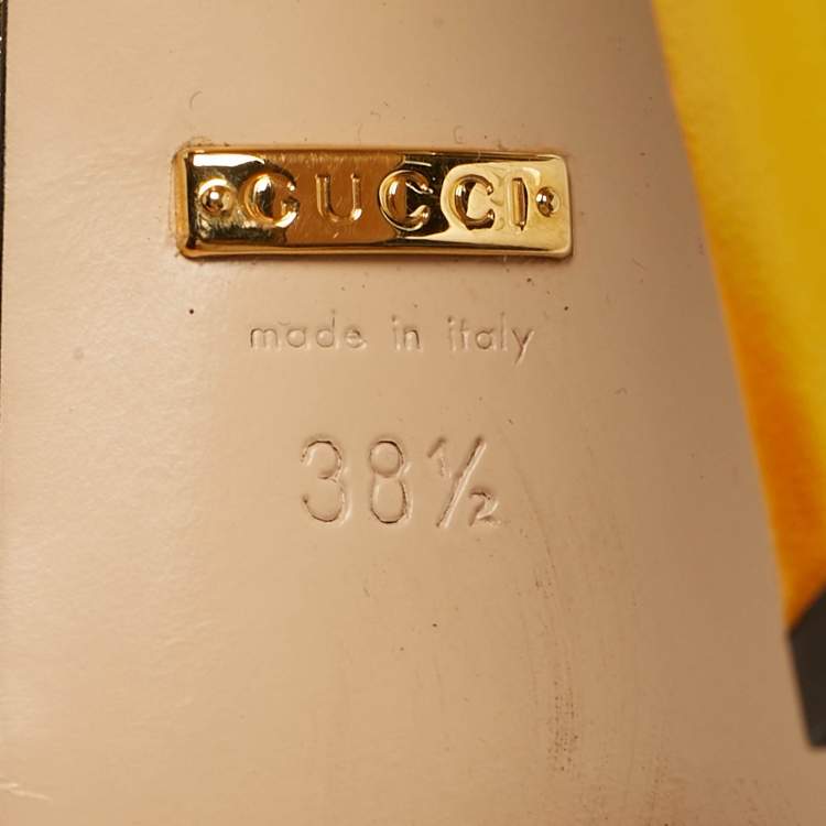 Pre Owned Gucci Alison Size 38.5 Silver/Gold Leather Platform Ankle Strap Sandals