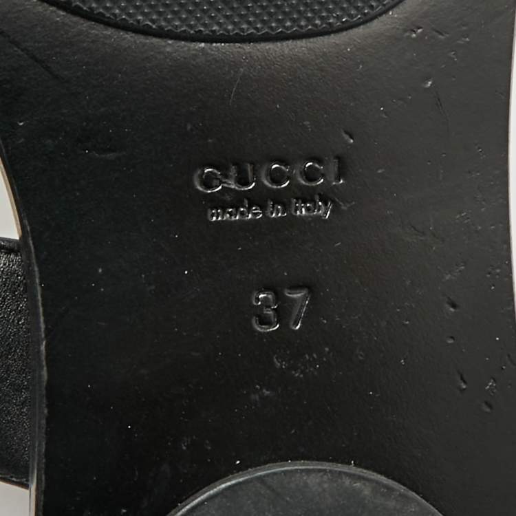 Pre Owned Gucci GG Marmont Size 37 Black Leather Thong Sandals