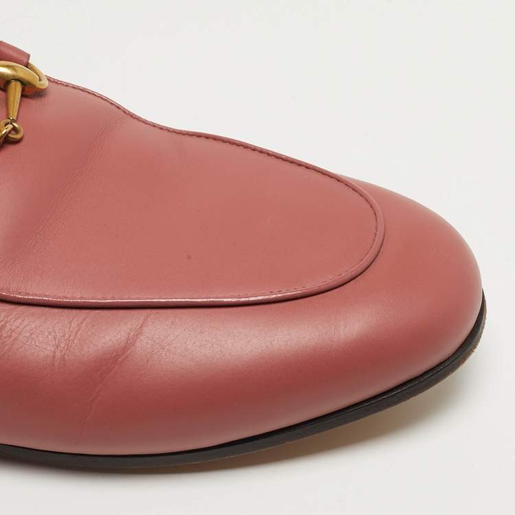 Pre Owned Gucci Horsebit Size 39 Pink Fur and Leather Horsebit Flat Mules