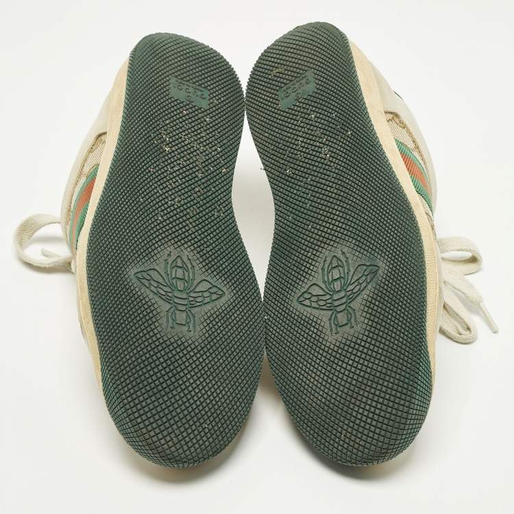 Pre Owned Gucci Screener Size 39.5 Multicolor Canvas and Leather Low Top Sneakers