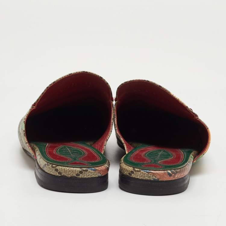 Pre Owned Gucci Princetown Size 39 Multicolor GG Supreme Canvas Tian Print Flat Mules