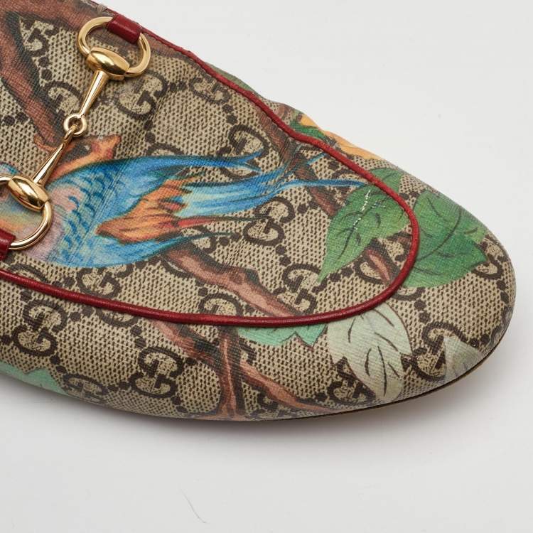 Pre Owned Gucci Princetown Size 39 Multicolor GG Supreme Canvas Tian Print Flat Mules