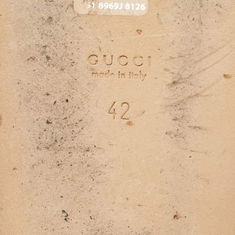 Pre Owned Gucci Trefoil Size 42 Yellow Leather and Suede Flat Mules