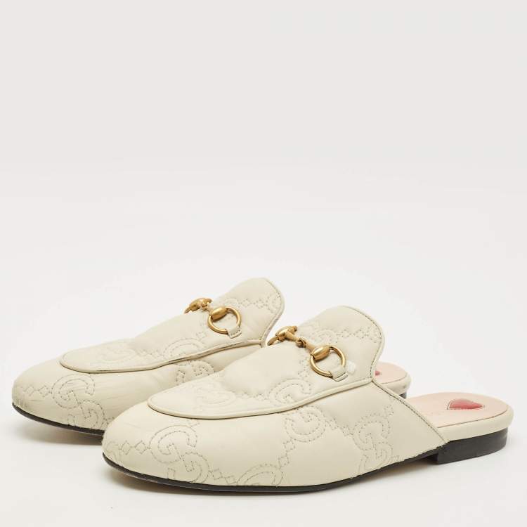 Pre Owned حذاء موكاسين مسطح غوتشي برينستاون جلد أسود هورسبيت مقاس 36.5