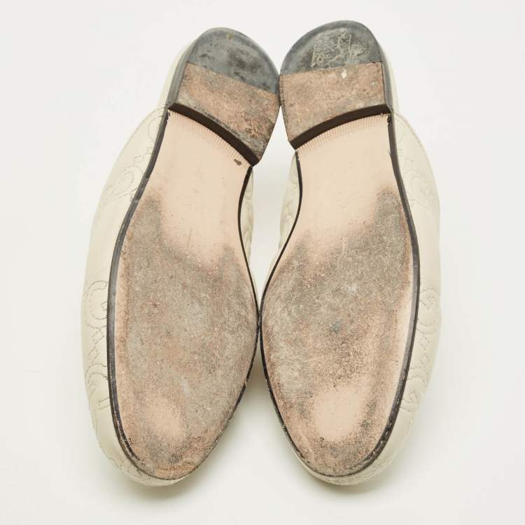 Pre Owned حذاء موكاسين مسطح غوتشي برينستاون جلد أسود هورسبيت مقاس 36.5