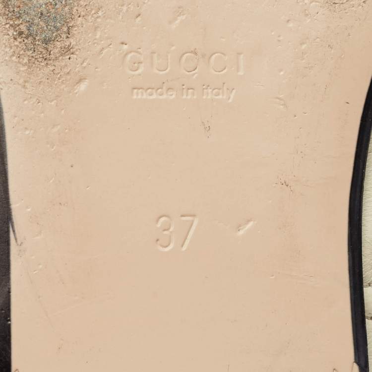 Pre Owned حذاء موكاسين مسطح غوتشي برينستاون جلد أسود هورسبيت مقاس 36.5