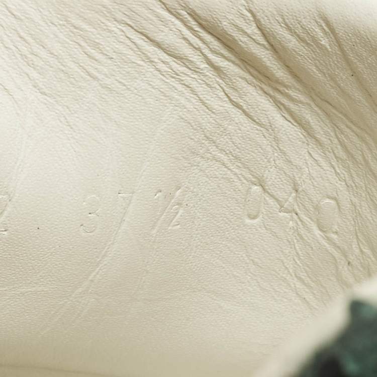 Pre Owned Gucci Ace Size 37.5 White Python Embossed and Leather Web Low Top Sneakers