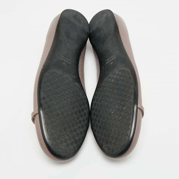 مملوكة مسبقًا حذاء باليرينا فلات غوتشي جلد رمادي مقاس 37