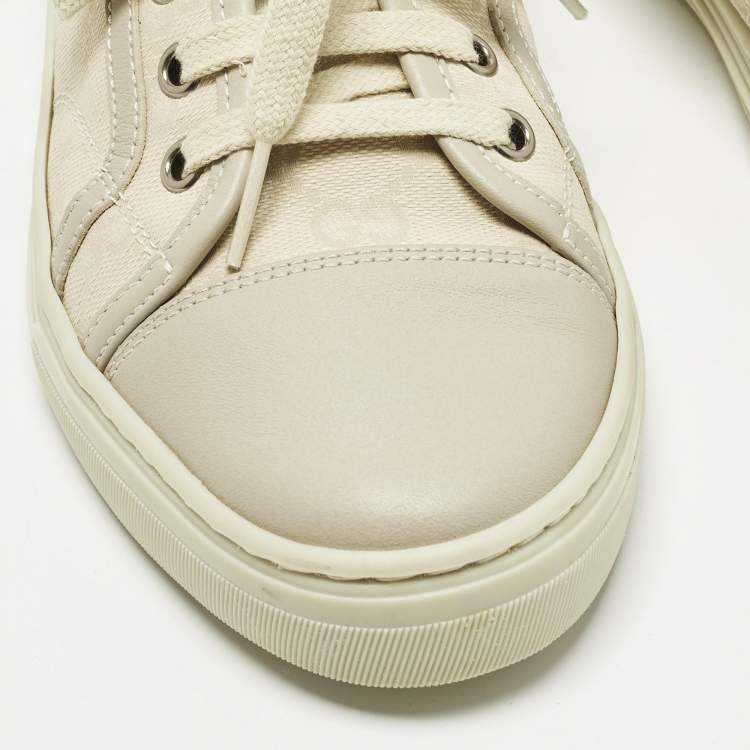 مملوكة مسبقًا Gucci Size 36.5 Grey/Beige GG Canvas and Leather Low Top Sneakers