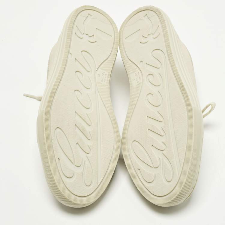 مملوكة مسبقًا Gucci Size 36.5 Grey/Beige GG Canvas and Leather Low Top Sneakers