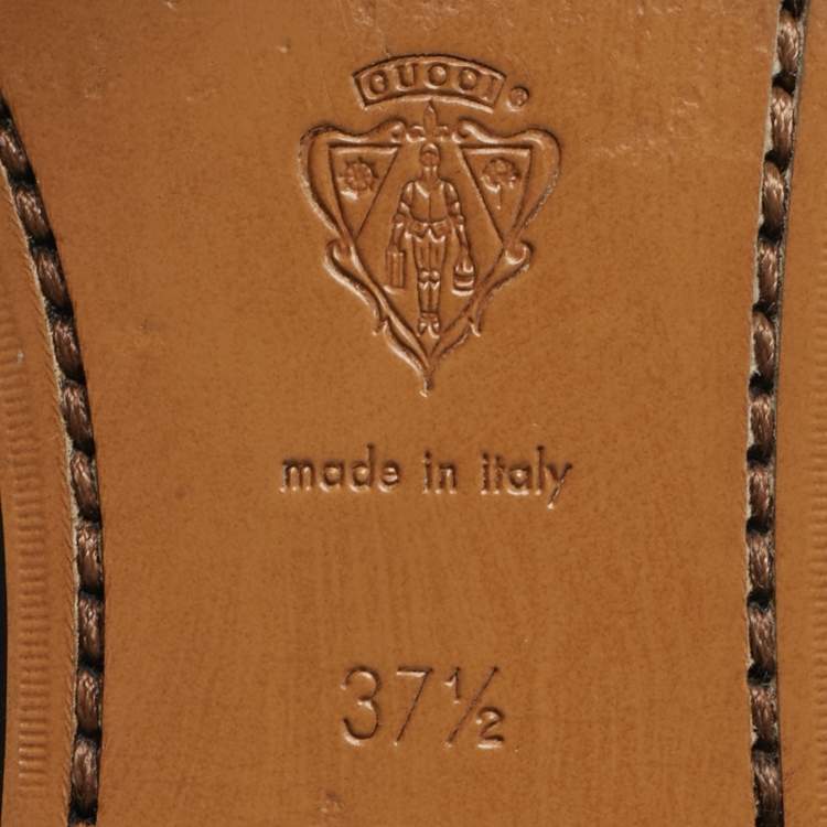 Pre Owned Gucci Jordaan Size 37.5 Black Leather Crystal Embellished Loafers