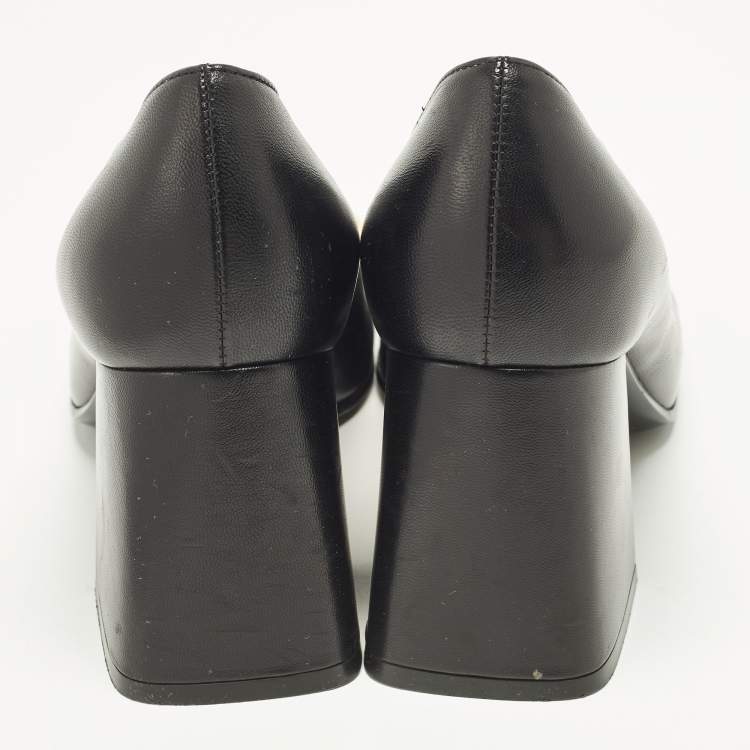 Pre Owned Gucci Horsebit Size 39.5 Black Leather Platform Pumps