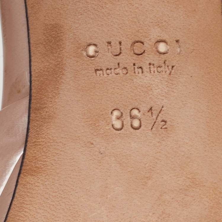 Pre Owned Gucci Horsebit Size 36.5 Beige Guccissima Patent Leather Slide Sandals