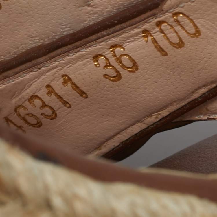 Pre Owned صندل إسبرادريل غوتشي GG مارمونت جلد ذهبي مقاس 38.5 منصة كعب إسفين