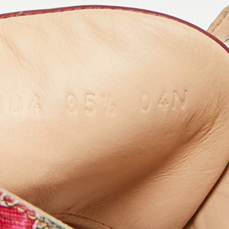 Pre Owned Gucci Size GG 35.5 Multicolor Floral Print Canvas Ankle Length Boots