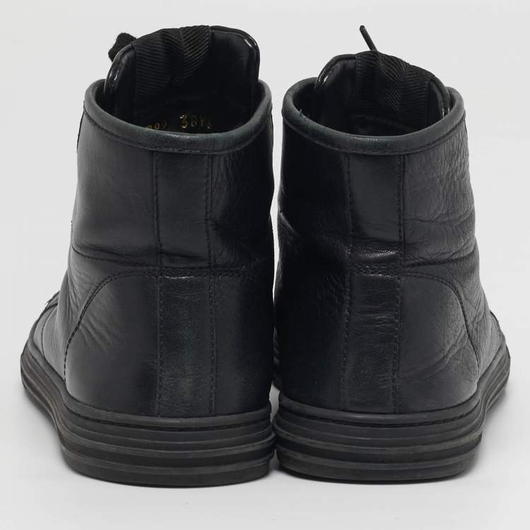 Pre Owned Gucci California Size 38.5 Black Leather Studded High Top Sneakers