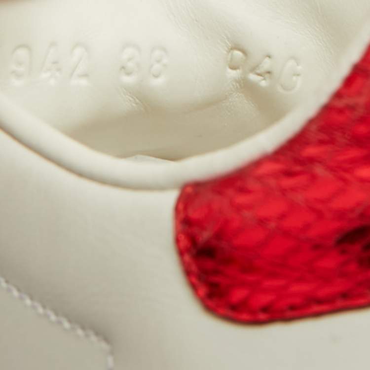 Pre Owned Gucci Ace Size 38 White Leather Web Low Top Sneakers