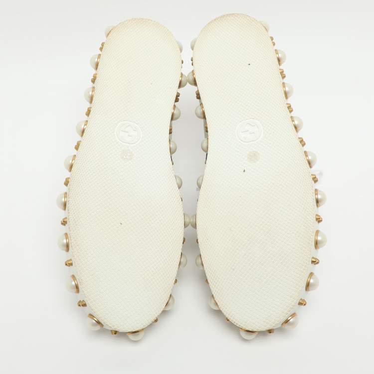 Pre Owned Gucci Ace Studded Size 37 White Leather Low Top Sneakers