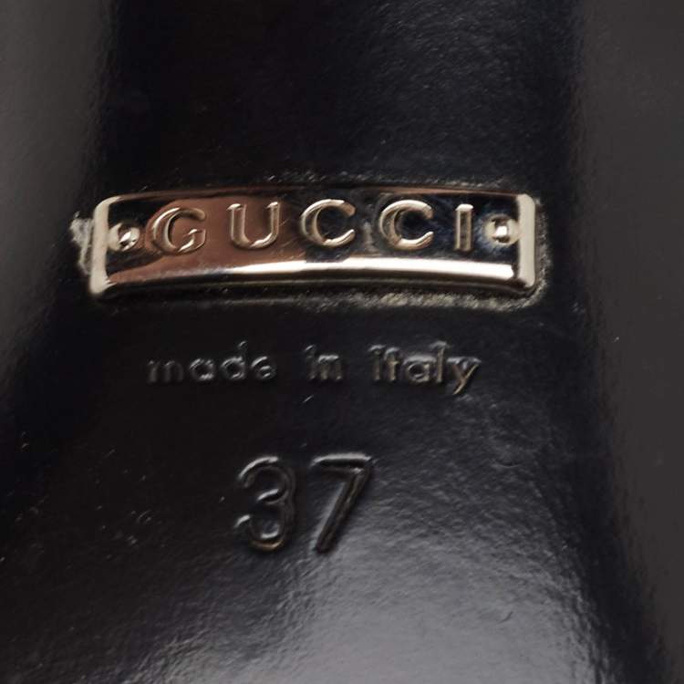 Pre Owned Gucci Size 37 Black Satin Crystal Embellishments Ankle Strap Sandals