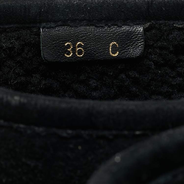 Pre Owned Gucci Courteney Size 36 Black Suede Wedge Knee Length Boots