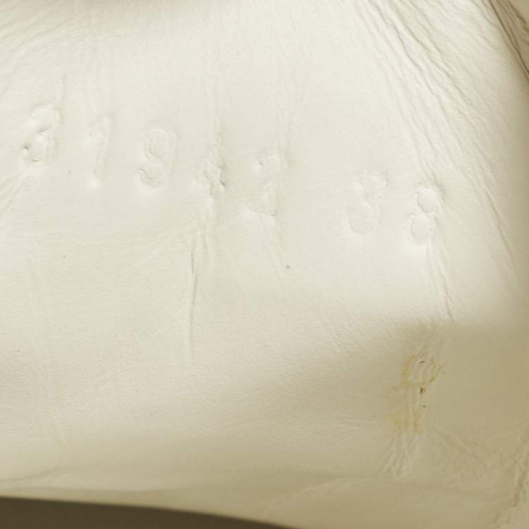 Pre Owned Gucci Ace Size 38 White Leather and Python Embossed Web Lace Up Sneakers