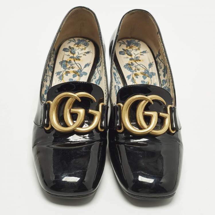 Pre Owned Gucci Interlocking GG Size 36 Black Patent Leather Pumps