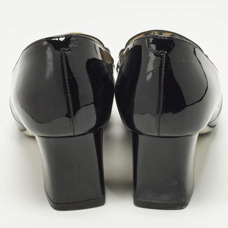 Pre Owned Gucci Interlocking GG Size 36 Black Patent Leather Pumps