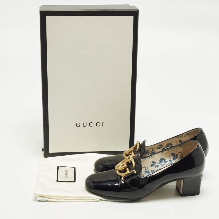 Pre Owned Gucci Interlocking GG Size 36 Black Patent Leather Pumps