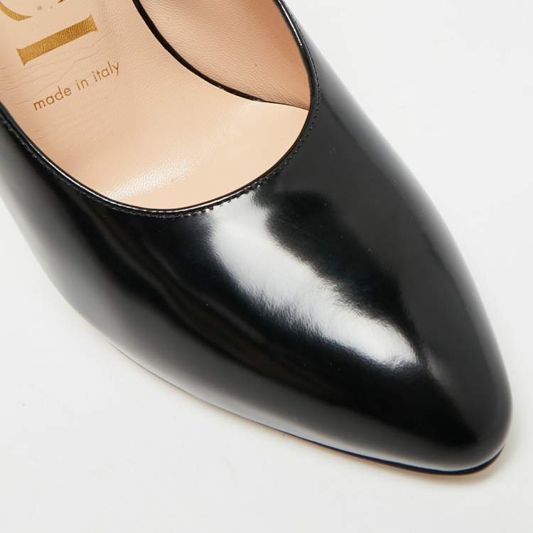 Pre Owned Gucci Size 36.5 Black Leather Pointed Toe Pumps