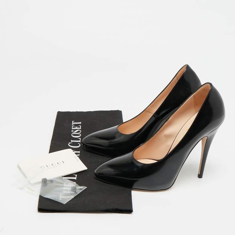 Pre Owned Gucci Size 36.5 Black Leather Pointed Toe Pumps