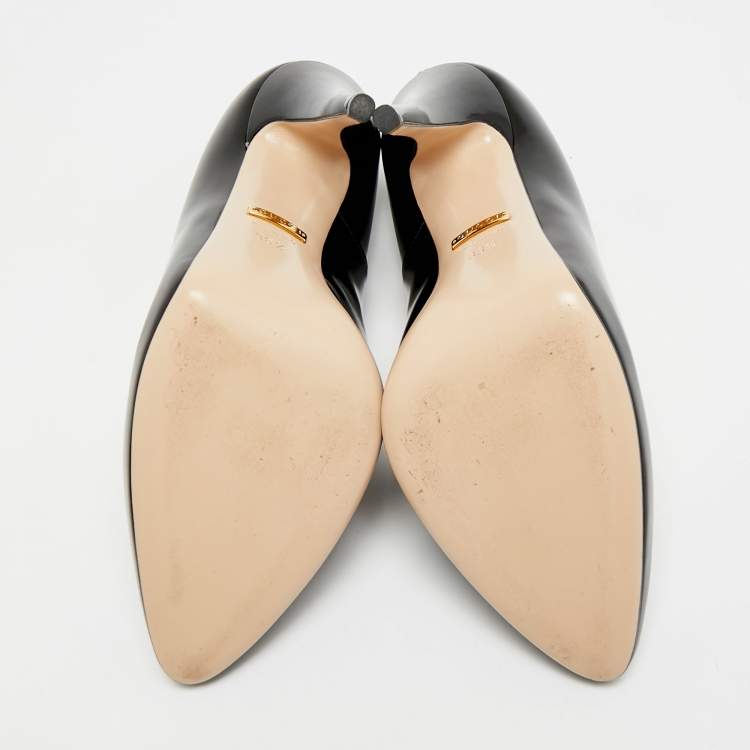 Pre Owned Gucci Size 36.5 Black Leather Pointed Toe Pumps